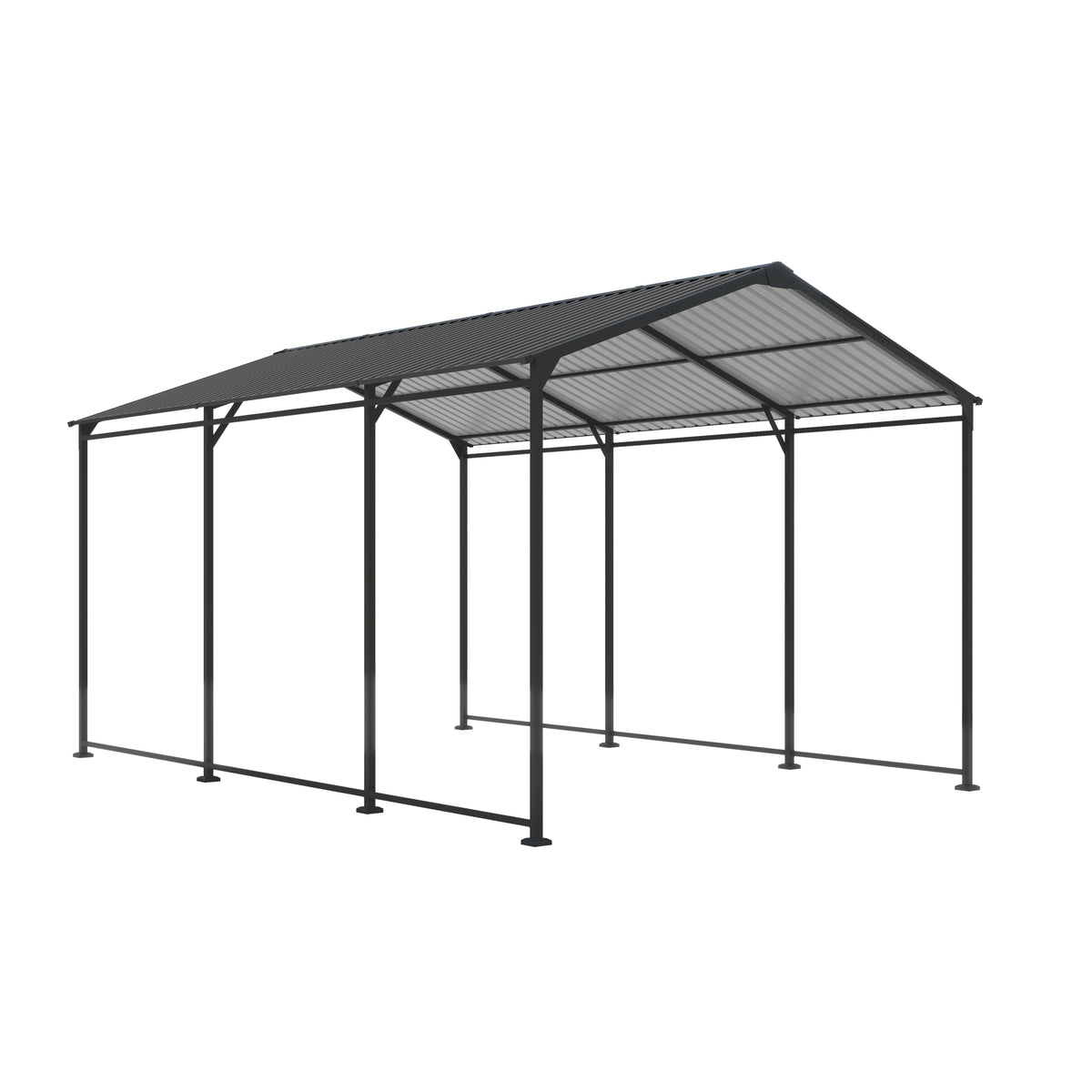 10x15 ft Gray Metal Carport
