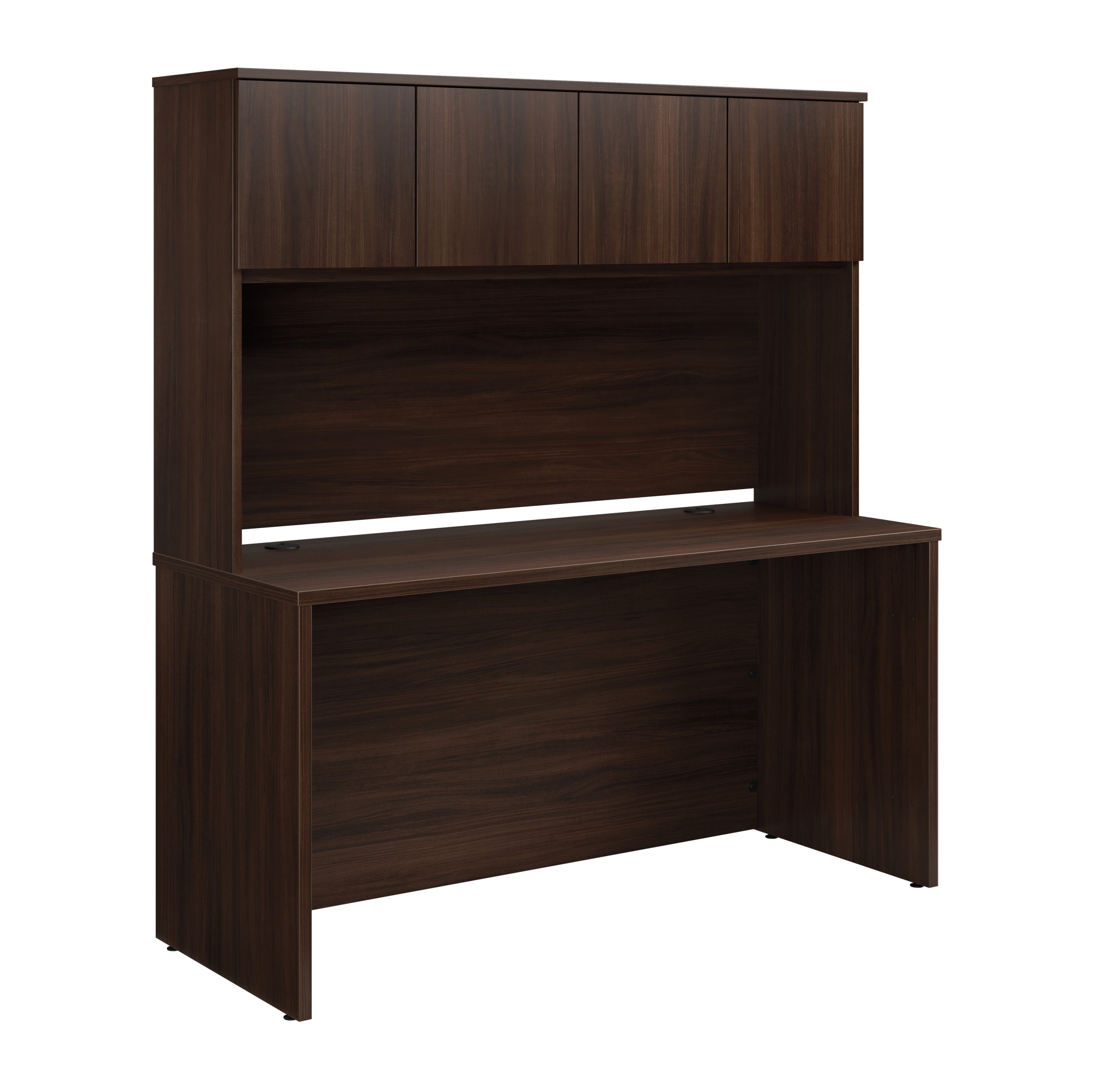 Hutch Computer Desk, Cable Management, 59.1 in, Brown