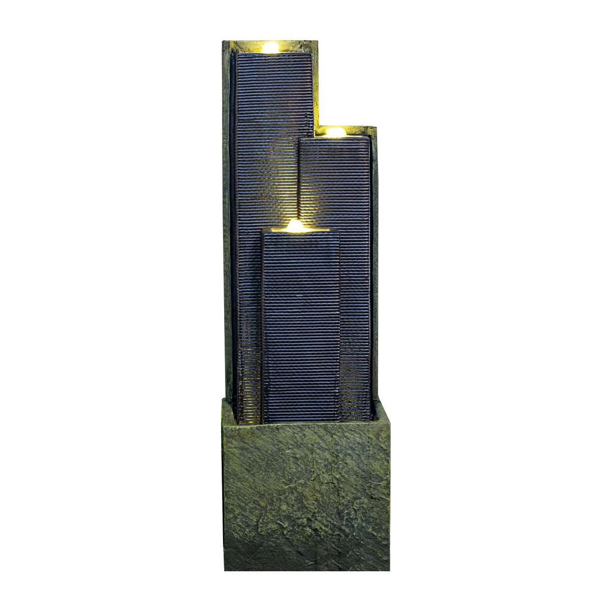 Gray Resin Outdoor Water Fountain, 40 in Tall, 11.2 in Deep