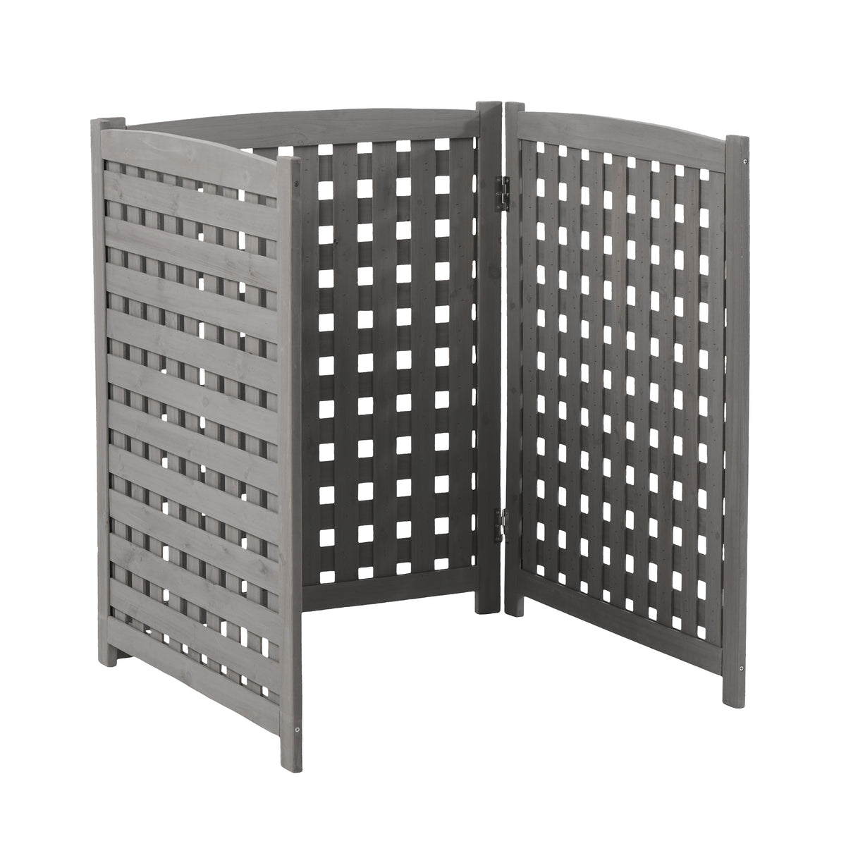 Gray Solid Wood Lattice 3-Panel Garden Fence