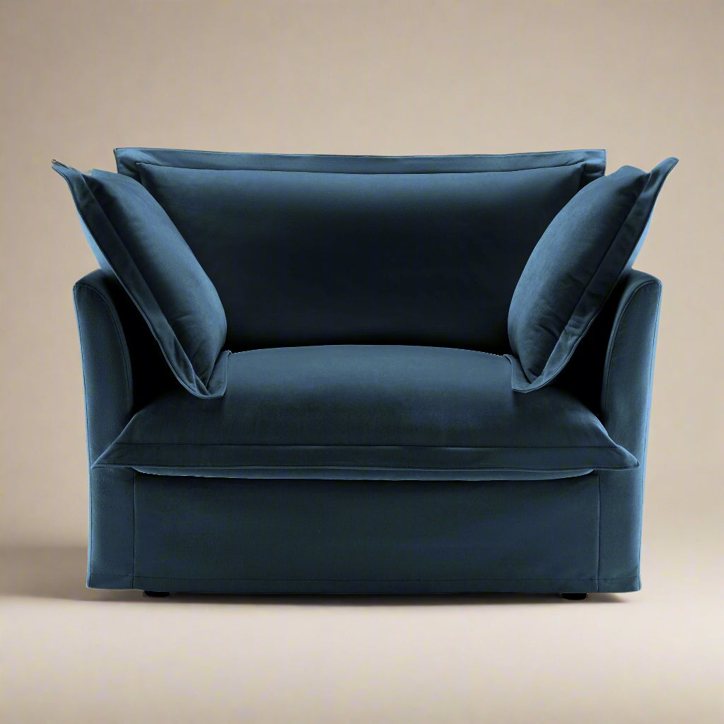 Fluffy Lounge Chair in Chenille Navy #Fabric_Chenille Navy