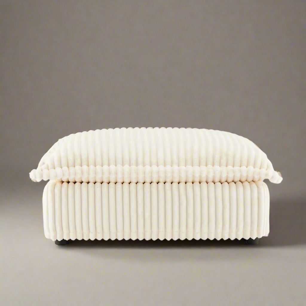 Fluffy Ottoman in Corduroy Cream #Fabric_Corduroy Cream