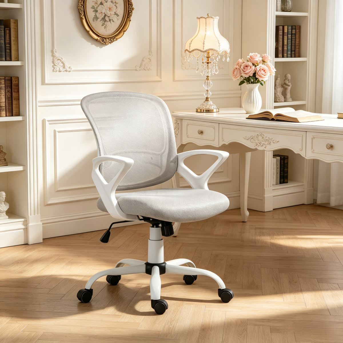 Gray Mesh Office Chair, Height Adjustable