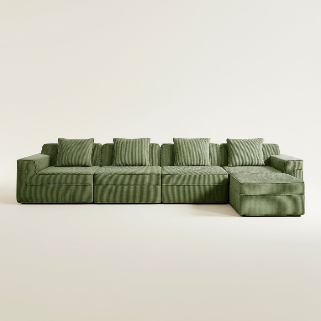 Hudson 4-Seat Boneless Couch in Olive with 1 ottoman #OttOnly_1 #Color_Olive