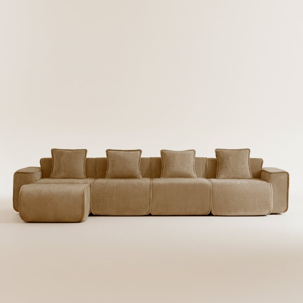 Seneca 4-Seat Boneless Couch in Mocha with 1 ottoman #OttOnly_1 #Color_Mocha
