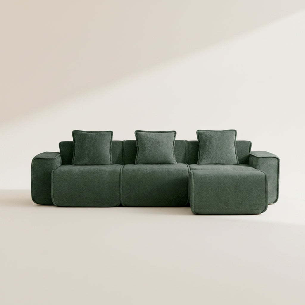 Seneca 3-Seat Boneless Couch in Olive with 1 ottoman #OttOnly_1 #Color_Olive
