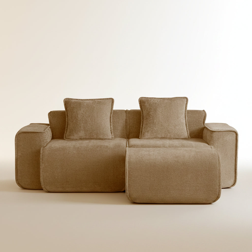 Seneca 2-Seat Boneless Couch in Mocha with 1 ottoman #OttOnly_1 #Color_Mocha