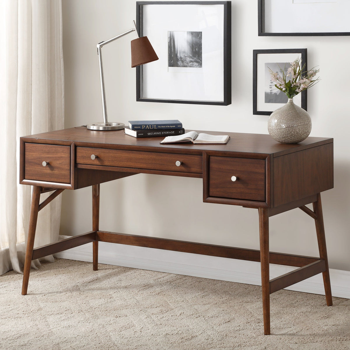 Writing Desk, 51.3 in, Walnut